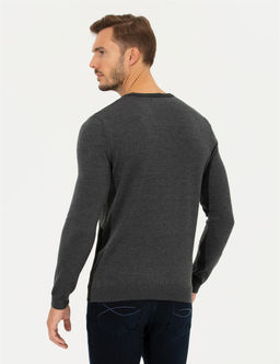 Gri Melanj Slim Fit Bisiklet Yaka Triko Kazak - Pierre cardin фото 5
