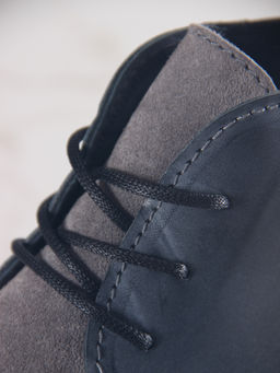 Ботинки 305.927bl.Вакса черная+серый замок замша/шерсть