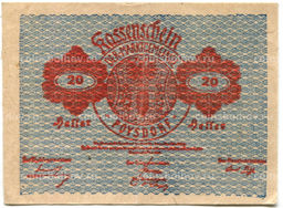 Банкнота 20 геллеров 1920 года Австрия  Пойсдорф (нотгельд)