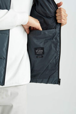 Жилет-пуховик Slim Fit с воротником-стойкой и подкладкой - Defacto фото 6