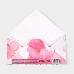 Цена за 5 шт. Конверт для денег на акварельном картоне Подарок, 16.5?8 см