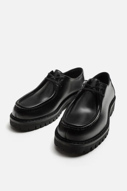 LEATHER MOC TOE SHOES - Zara фото 5