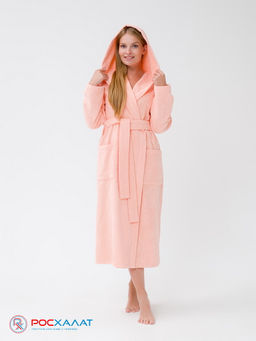 Женский халат с капюшоном персиковый МЗ-06 (32)