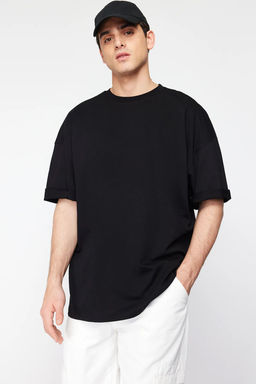 TRENDYOL MAN Siyah Oversize/Genis Kesim Endless Bask?l? %100 Pamuk T-Shirt TMNSS25TS00137 - Trendyolmilla фото 2