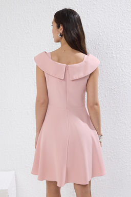 Siyah Duz Etegi Belden Ac?lan Yaka Detayl? Astarl? Mini Dokuma Elbise TWOSS25EL00130 - Trendyolmilla фото 8