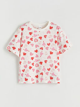 Kalp Bask?l? K?z ?ocuk ?ortlu Pijama Tak?m?