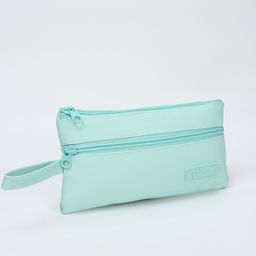 Косметичка-пенал на молнии, плоская, с карманом, зелёная