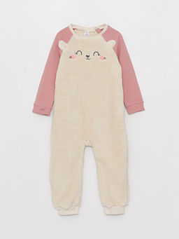 Bisiklet Yaka Uzun Kollu Nak?? Detayl? Pel?? K?z Bebek Tulum