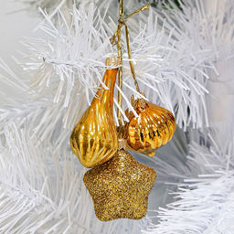 Елочная игрушка гирлянда стеклянная Радость, 3 игрушки 4см, 5см, 6,5см, цвета микс, тубус (Россия) - Домашняя мода фото 2