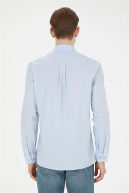 Мужская голубая базовая рубашка с длинным рукавом - U.s. polo assn фото 5