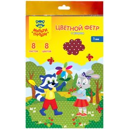 Цветной фетр с узором "горошек" Мульти-Пульти "Енот в волшебном мире" А4 8л. 8цв. (ФЦ8у_38698) 1мм