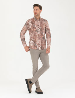 Рубашка Pierre Cardin Acik Kahverengi Slim Fit светло-коричневая