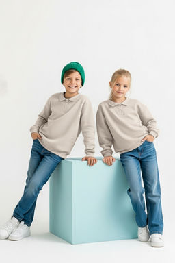 Tas*002 Unisex Cocuk Pamuklu Duz Polo Yaka Regular Orme Sweatshirt TKDAW26SW00028 - Trendyolmilla фото 5