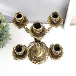 Металлический подсвечник на 5 свечей «Канделябр королевский», чугун, золотая патина 43×29×29 см