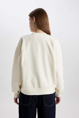 Кардиган-бомбер из мягкой нечеткой плотной ткани с воротником-стойкой оверсайз - Defacto фото 6