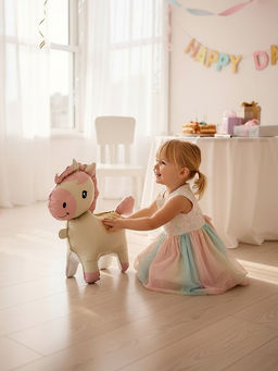 Цена за 2 шт. Воздушный шар фольгированный 3D 25" "Лошадка" цвет кремовый, под воздух