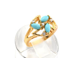 Кольцо женское с бирюзой (имитация) "Звезда", размер 16