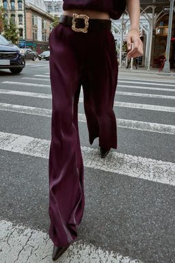 SATIN WIDE-LEG TROUSERS WITH BELT - Zara фото 4