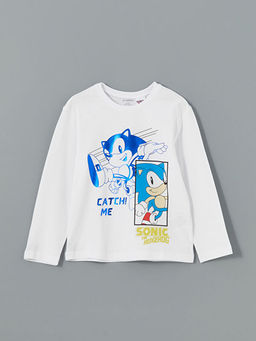 Bisiklet Yaka Sonic Bask?l? Erkek ?ocuk Ti??rt