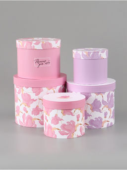 Набор шляпных коробок 5 в 1 «Нежные лилии», 13 × 14 ‒ 19.5 × 22 см