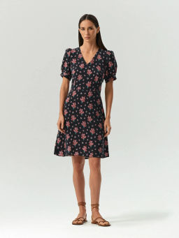 ЕМКА / Платье мини из 100% купры с цветочным принтом