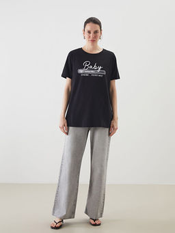 Bisiklet Yaka Bask?l? Hamile Ti??rt