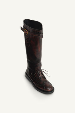 LEATHER BROGUE KNEE-HIGH BOOTS LIMITED EDITION - Zara фото 8