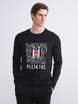 Standart Kal?p Be?ikta? Bask?l? Erkek Taraftar Pijama Tak?m?