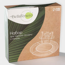 Набор для канапе и нарезки BellaTenero, 8 предметов: блюдо d=29.8 см, доска для нарезки, 2 ножа, 4 шпажки, фарфор, белый