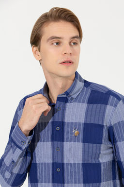 U. S. Polo Assn / Мужская синяя рубашка в клетку - U.s. polo assn фото 14