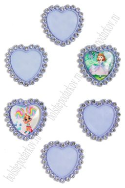 Крышечка со стразами "Сердечко" (10 шт) SF-3632, фиолетовый №021