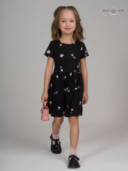 Платье Лето тюльпаны на черном