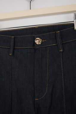 Koyu Mavi Dikis Detayl? Yuksek Bel Ekstra Esnek Wide Leg Jeans TWOSS26JE00053 - Trendyolmilla фото 6