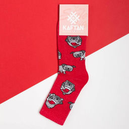 Цена за 2 шт. Носки женские новогодние KAFTAN Мопс размер 36-40 (23-25 см)  фото 3