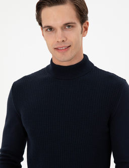 Erkek Slim Fit Yar_m Bal_k__ Yaka Lacivert Kazak - U.s. polo assn фото 2