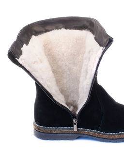 Полусапоги женские на войлочной подошве., Замша, овчина, войлок, лепесток