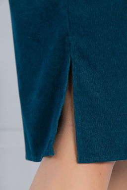 Платье-рубашка LT Collection П12798М вельветовое сине-зеленое