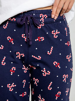 Брюки женские домашние синие с принтом конфеты - Mark formelle фото 4