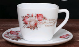 Чайная пара 250 мл квадратная форма ШТУЧНО FXB220/FBD220-6A (6916) / серия Чайная роза
