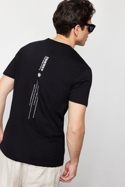 Siyah Regular/Normal Kesim Yaz? Bask?l? Nak?sl? %100 Pamuklu K?sa Kol T-Shirt TMNSS24TS00133 - Trendyolmilla фото 6