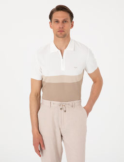 Vizon Slim Fit Polo Yaka Fermuarl_ Triko Ti__rt