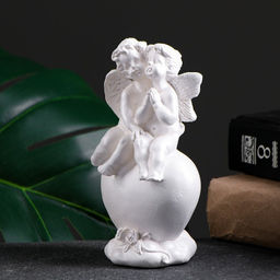 Фигурка гипс Ангелы на сердце, перламутровый, 14?8?6 см