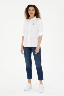 Женщина белая длинная рубашка. Основная рубашка скидка в корзине - U.s. polo assn фото 4