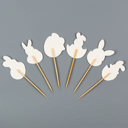 Шпажки Пасхальные кролики, набор 6 шт - Страна карнавалия фото 2