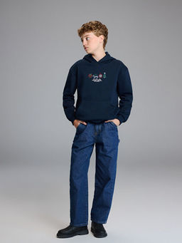 Kap??onlu Y?lba?? Temal? Erkek ?ocuk Sweatshirt