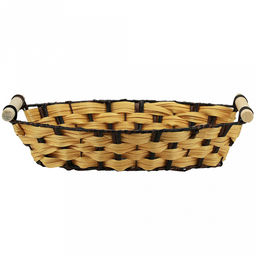 Корзина-сухарница плетеная Береста 31,5х22,5см h6,5см, полипропилен, бежевый, деревянные ручки, металлический каркас, форма лодочка (Китай) - Домашняя мода фото 2