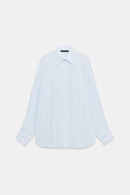 CAMISA OVERSIZE POPEL?N / Azul / Blanco - Zara фото 5