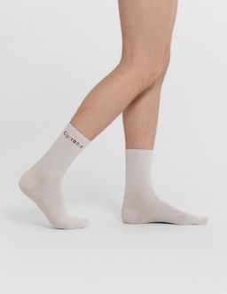 Цена за 5 пар! Носки мужские серые с рисунком в виде надписи СУЕТОЛОГ