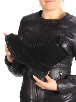 04-SE21W-2B BLACK Ботинки зимние женские (натуральная замша, натуральный мех) - Фабричный китай фото 2