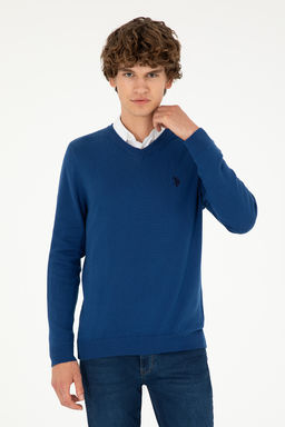 Свитер мужской U.S. Polo Assn цвета индиго хлопок  фото 8